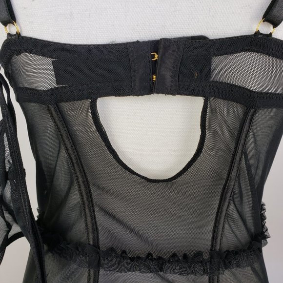 Daisy Fuentes Push Up Underwire Corset Thong Black - Picture 8 of 8